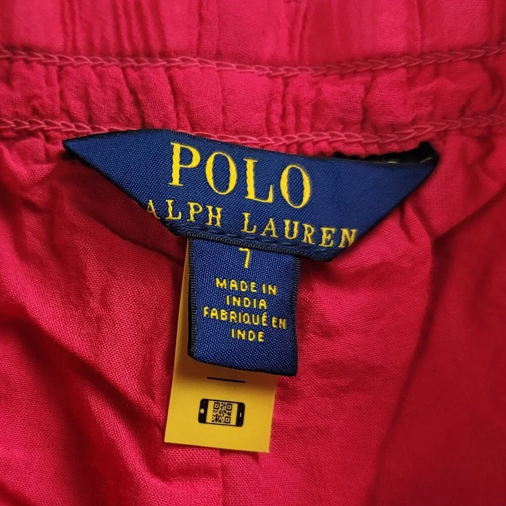 Polo Ralph Lauren Girls Gauze Pant Size 7 Wide Leg Pull On Summer